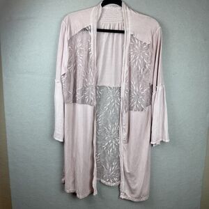 Pol Women’s‎ Lace Sheer Sz S Open Cardigan Fairy Boho Peasant Pink Oversized